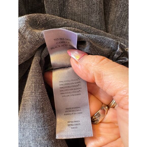 Rails Camille Acid Wash Jean puff sleeve blouse XS - Picture 9 of 13